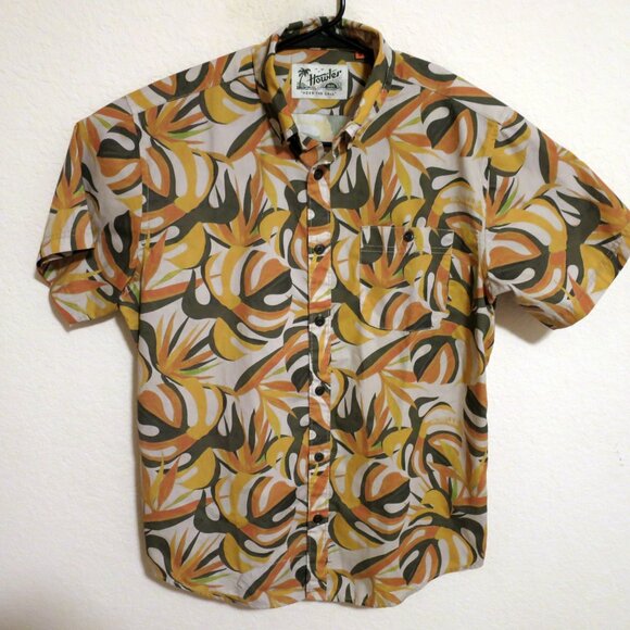 Howler Brothers Shirt Mens Medium Short Sleeve Button Outdoors Orange Leaves - Picture 2 of 6